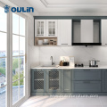 Blue european modern lacquer kitchen cabinet for projects